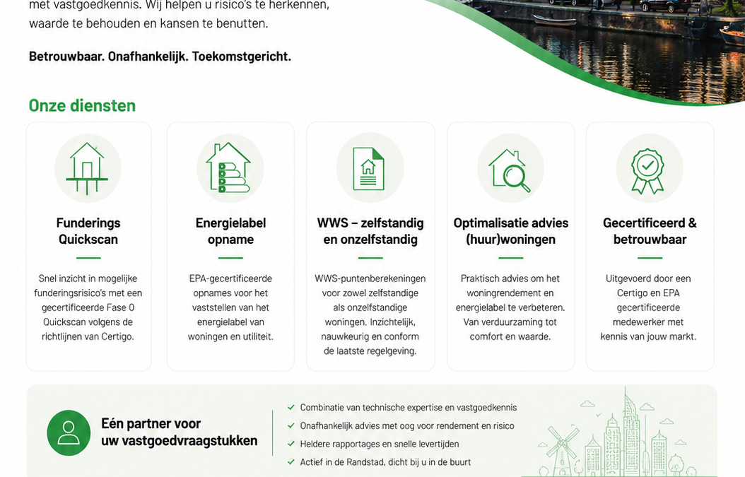 Funderingsquickscan, Energielabel, WWS & Optimalisatie | PMA Real Estate